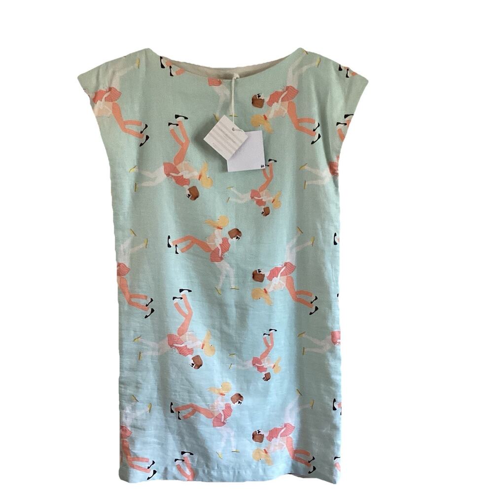 Noemiah Linen Sheath Dress NWT Whimsical Print, Canada Size XS, Art to Wear Rare